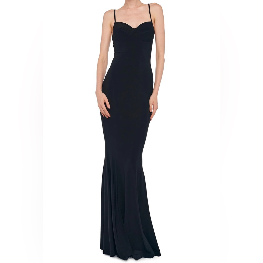 Norma Komali Black Fishtail Evening Gown